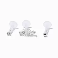 Sterling Silver Cubic Zirconia 16G Threadless Flat Back Crawler Cartilage Earrings - 3 Pack