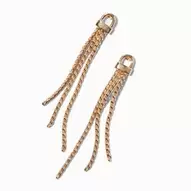Gold-tone Fringe Chain Drop Earrings