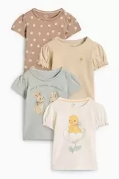 Multipack of 4 - floral and animals - baby short sleeve T-shirt