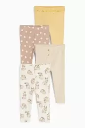Multipack of 4 - flowers and bunny rabbit - baby leggings