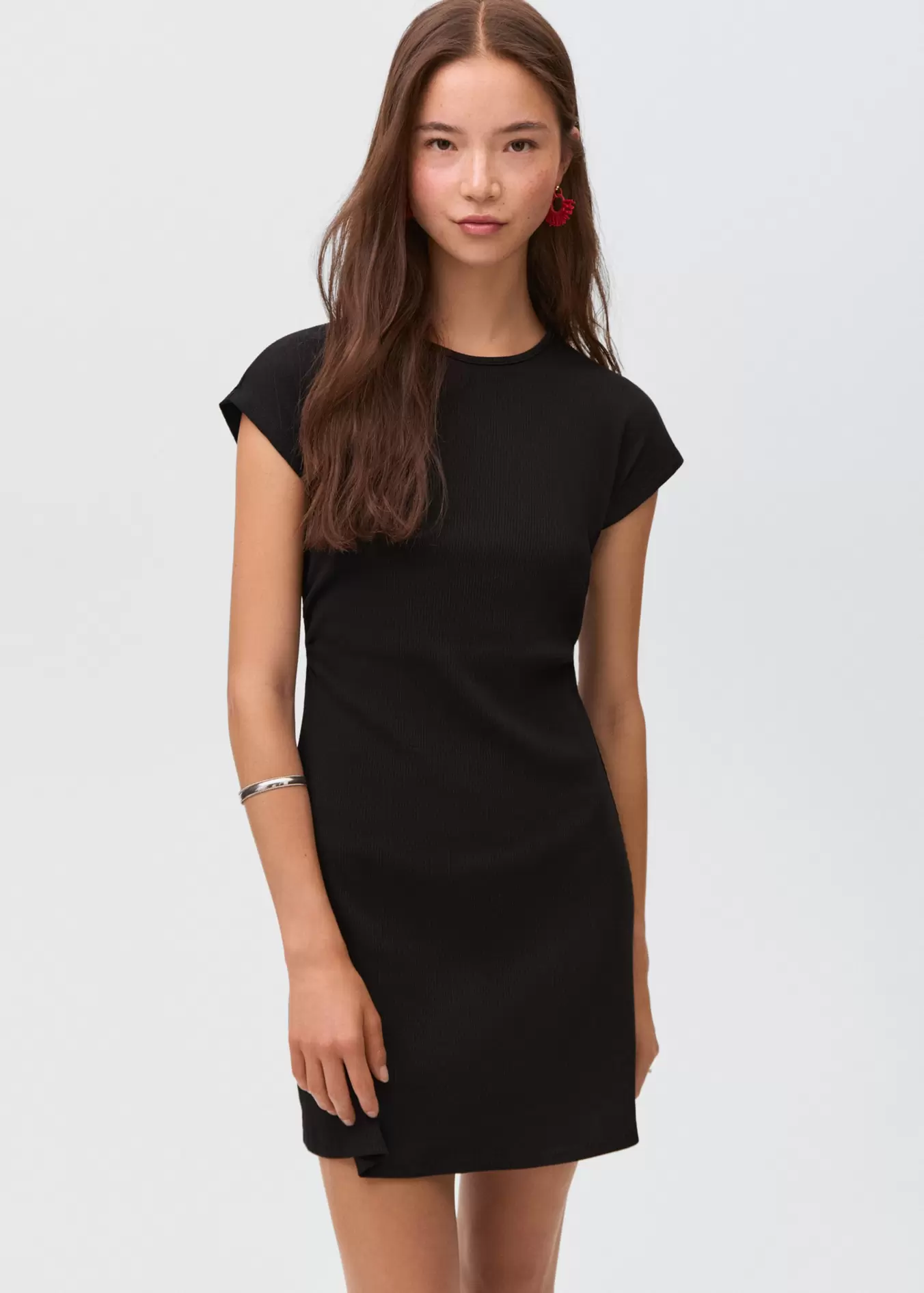 Kurzes Kleid mit Rippstruktur