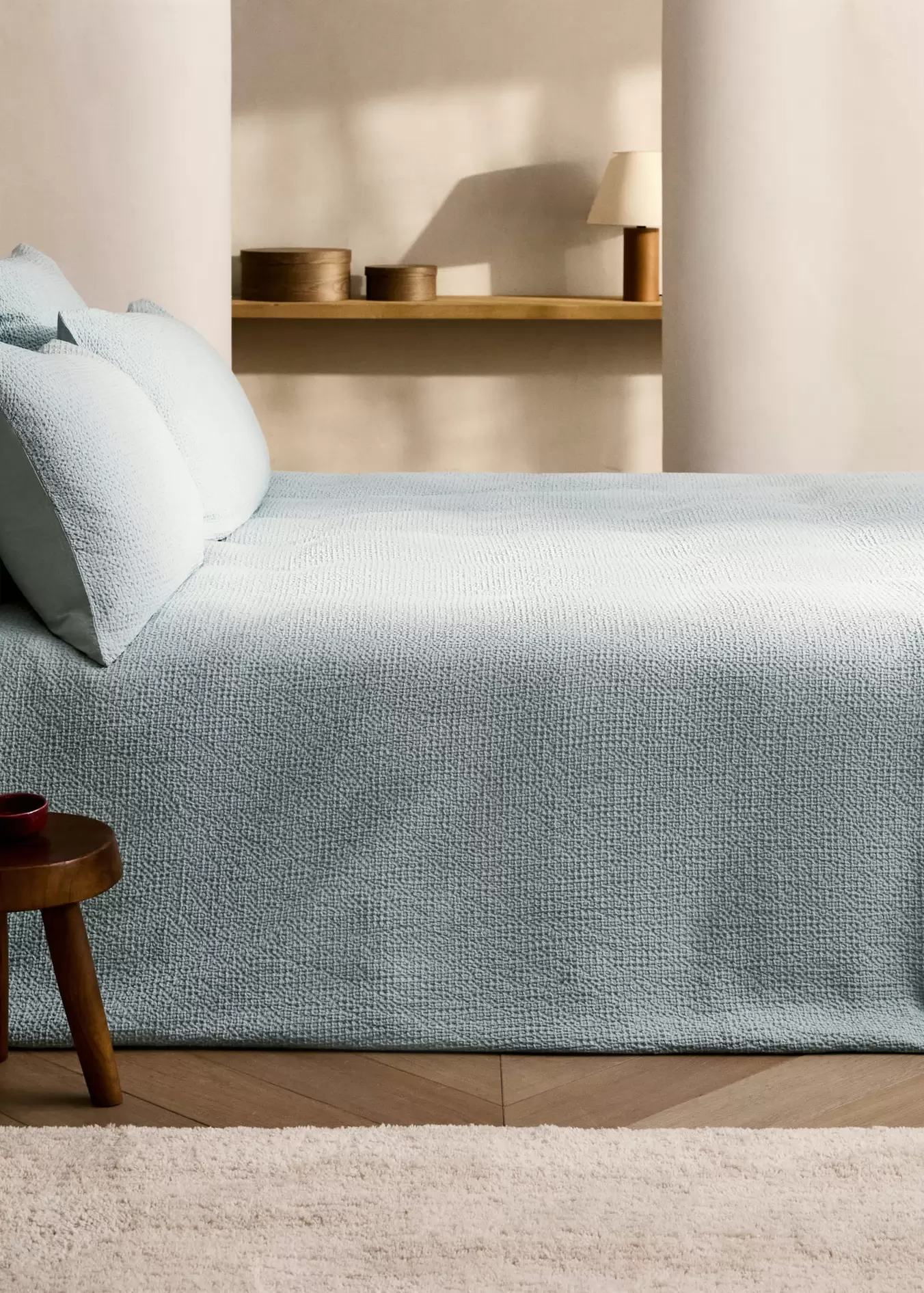 Bettbezug aus Baumwoll-Perkal in Waffel-Optik für 150/160 cm Bett