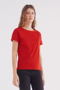 Schlichtes T-Shirt mit Ärmeln und Knöpfe an der Schulter