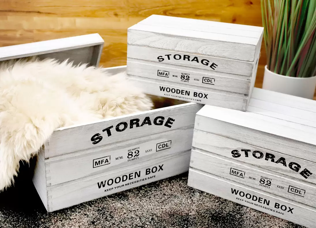 Deko-Holzkisten Storage 3er-Set