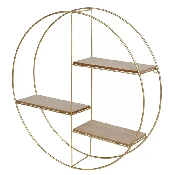 Metall-Wandregal rund Boho-Style 45cm Gold