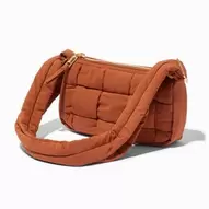 Brown Woven Puffy Crossbody Bag