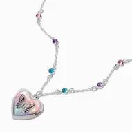 Pastel Heart Butterfly Locket Pendant Necklace