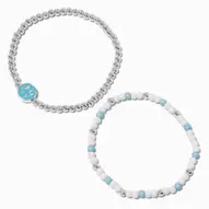 Teal Peace Sign Stretch Bracelets - 2 Pack