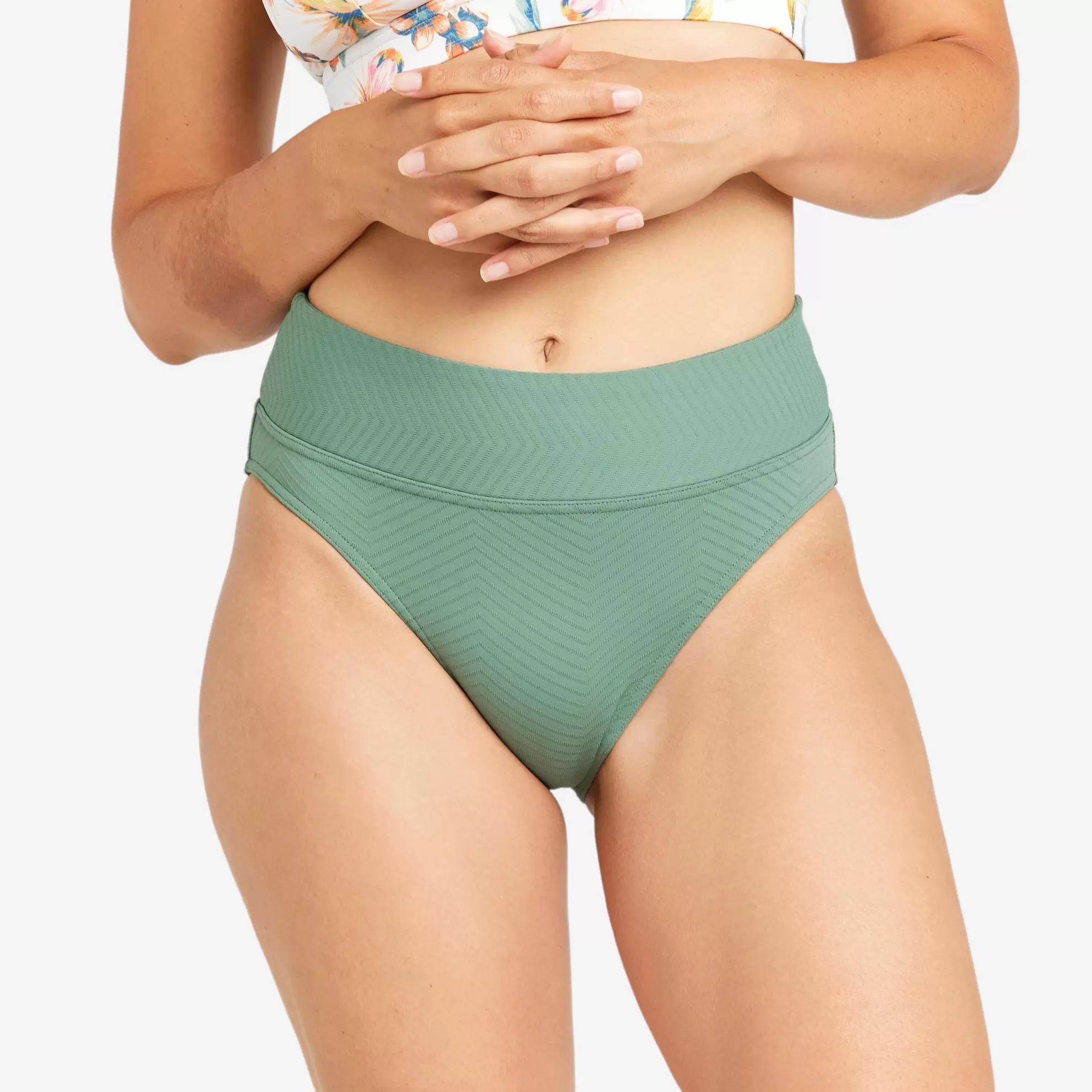 OLAIAN Bikini-Hose Damen hoher Taillenbund strukturiert Nora Venice khaki