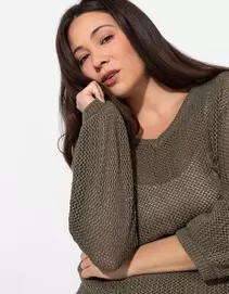 Pullover - Baumwoll-Mix - dunkelgrün