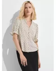 Ruffled Polka Dot V - Natural