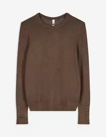 Strickpullover - Zierknöpfe - dunkelbraun