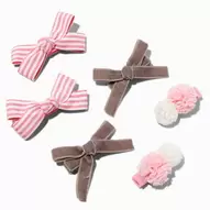 Claire's Club Pink Pom Hair Bow Clips - 6 Pack