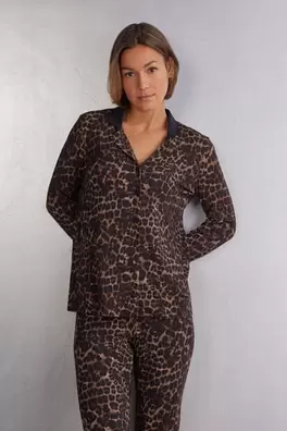 Vorne offenes Langarmshirt aus Modal Luxurious Leo...