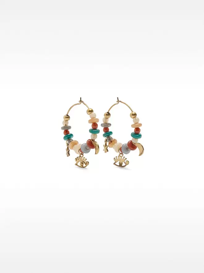 Multicolor hoop earrings with charms