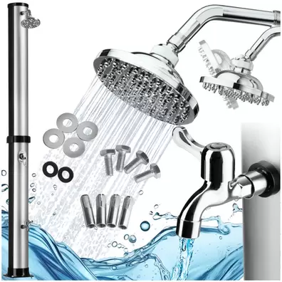 Solardusche tectake Orinoco inklusive Wasserhahn 38 Liter schwarz/silber