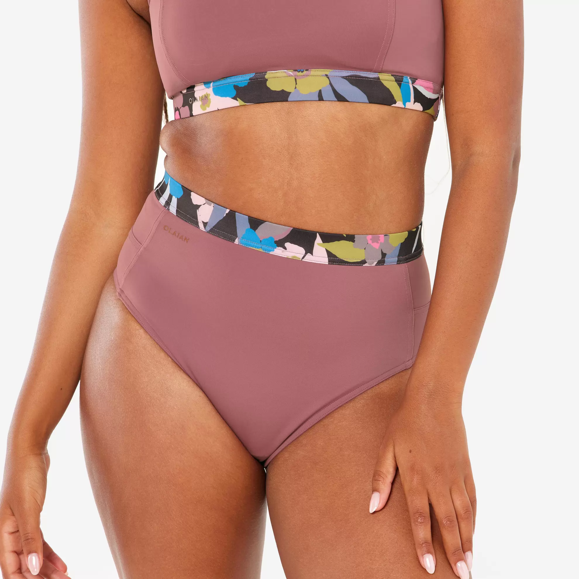 OLAIAN Bikini-Hose Surfen Damen hoher Bund Rosa violett