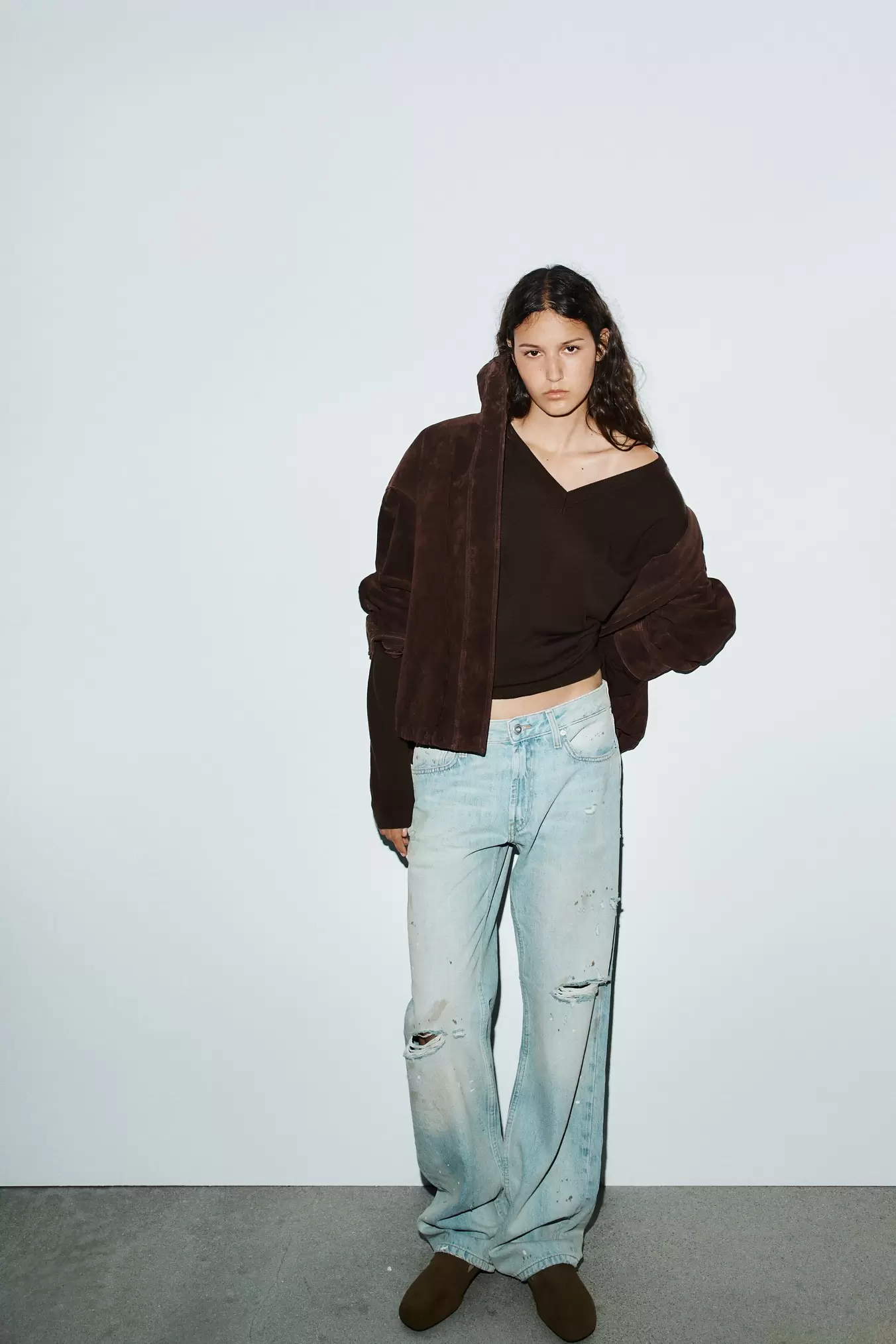 JEANS TRF CROPPED GERADE MIT MITTELHOHEM BUND