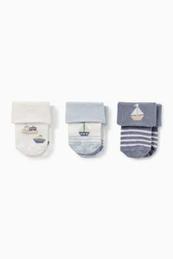 3er - Boot - Erstlings-Socken mit Motiv