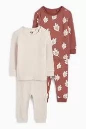 2er - Blätter - Baby-Pyjama - 4 teilig