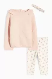 Herzchen und Blümchen - Baby-Outfit - 3 teilig