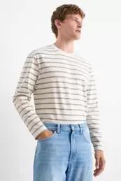 Langarmshirt - gestreift