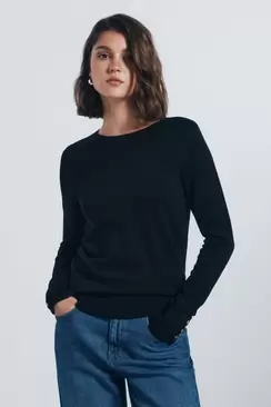 Feiner Jersey mit Knöpfe und Bündchen