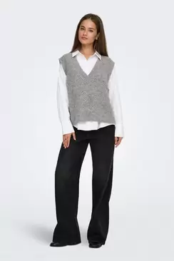 Strukturierte Weste mit V-Ausschnitt, spitz zulaufend Ausschnitt