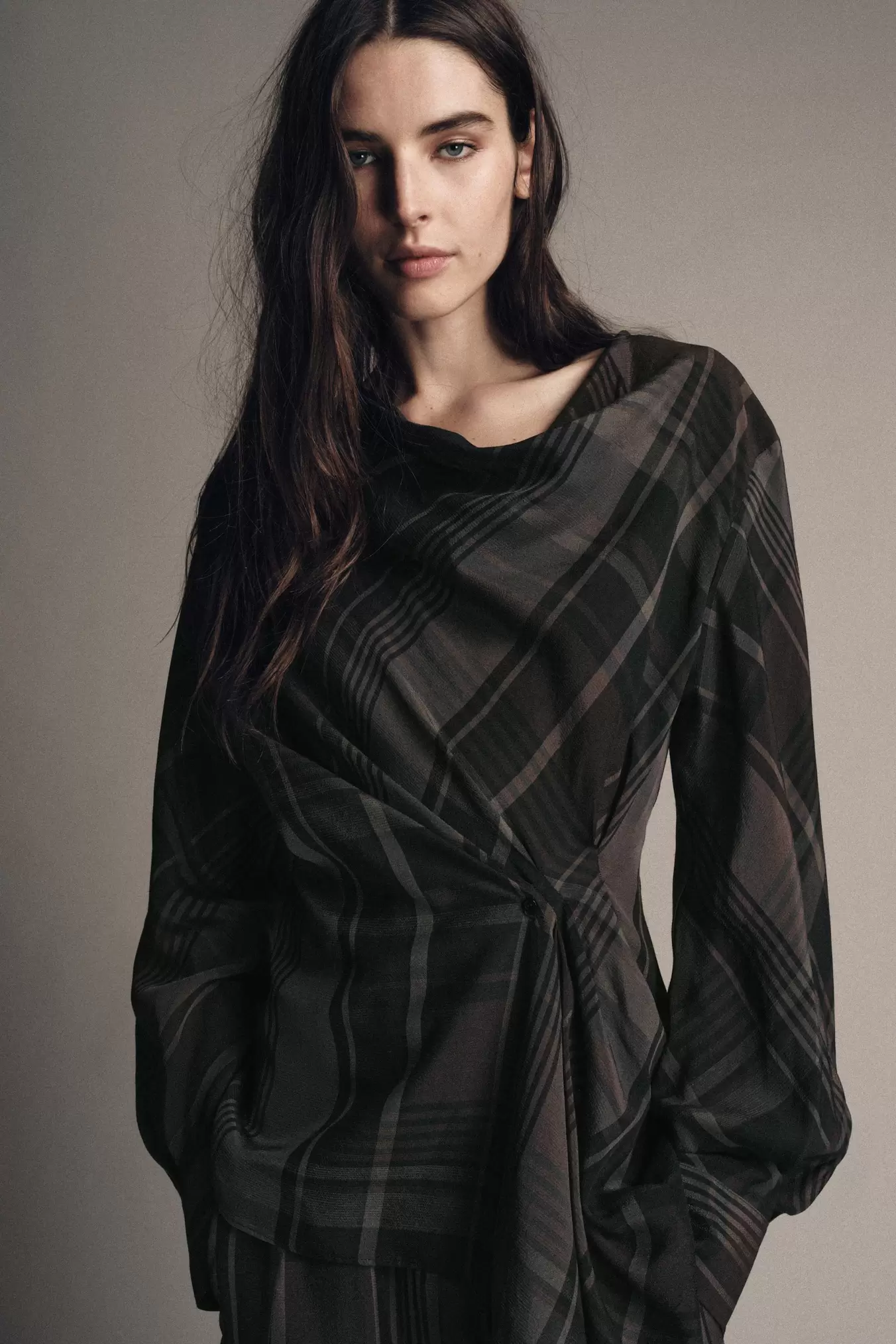 DRAPIERTES TOP MIT KAROMUSTER ZW COLLECTION