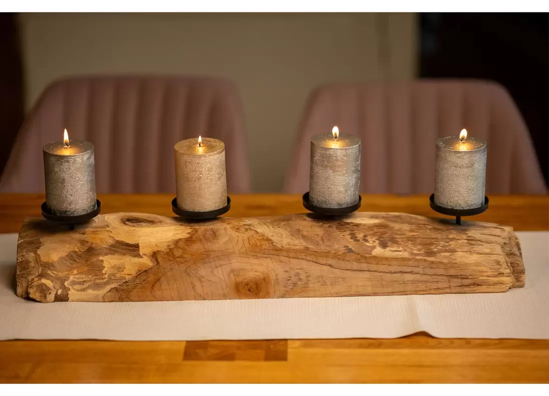 XXL-Kerzenhalter Baumstamm für 4 Kerzen 70cm