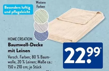 Baumwoll-Decke mit Leinen