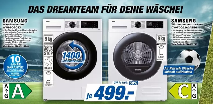 Samsung - Waschmaschine WW90CG5445AW / Trockner DV90CG5400AX