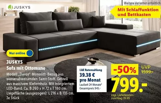 Sofa mit Ottomane