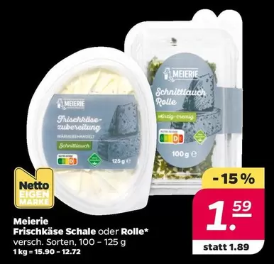 Frischkäse Schale oder Rolle