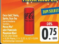 Coca Cola - Coca-Cola, Fanta, Sprite, Fuze Tea, Mezzo Mix oder Powerade Mountain Blast