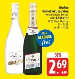 Brillant Sekt, Sparkling verschiedene Sorten oder Alkoholfrei