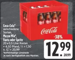 Coca Cola - Coca-Cola
verschiedene Sorten, Mezzo Mix, Fanta oder Sprite