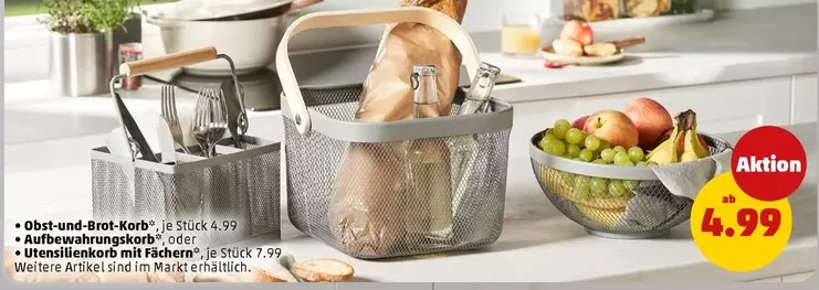 Obst- und Brot-Korb, Aufbewahrungskorb oder Utensilienkorb mit Fächern