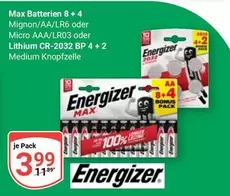 Energizer - Batterien 8 + 4 Mignon/AA/LR6 oder Micro AAA/LR03 oder Lithium CR-2032 BP 4+2 Medium Knopfzelle