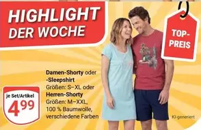 Damen-Shorty oder -Sleepshirt / Herren-Shorty