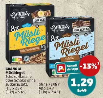 Granola - Müsli Riegel Schoko-Banane oder Schoko ohne Zuckerzusatz