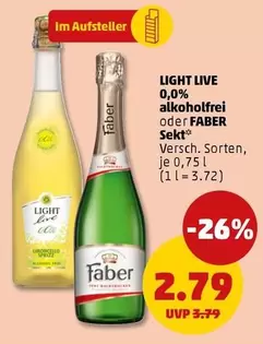 Faber - LIGHT LIVE 0,0% alkoholfrei oder FABER Sekt