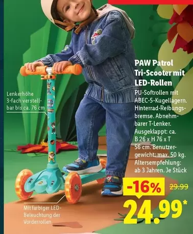 Paw Patrol - Tri-Scooter mit LED-Rollen