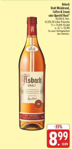 Uralt Weinbrand, Coffee & Cream oder Aperitif Rose