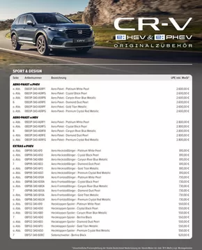 Honda Katalog in Norderstedt | Honda CR-V ZUBEHÖR-PREISLISTE | 2025-03-25T00:00:00.000Z - 2026-03-25T00:00:00.000Z