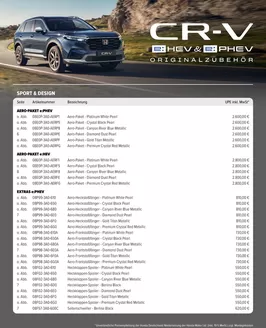 Honda Katalog in Mönchengladbach | Honda CR-V ZUBEHÖR-PREISLISTE | 2025-06-19T00:00:00.000Z - 2026-06-19T00:00:00.000Z