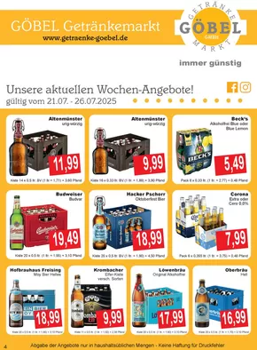 Getränke Göbel Katalog in Neu-Ulm | Attraktive Angebote entdecken | 2025-07-21T00:00:00.000Z - 2025-07-26T00:00:00.000Z