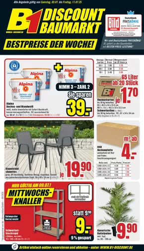B1 Discount Baumarkt Katalog | B1 Discount Baumarkt flugblatt | 2025-07-05T00:00:00.000Z - 2025-07-11T00:00:00.000Z