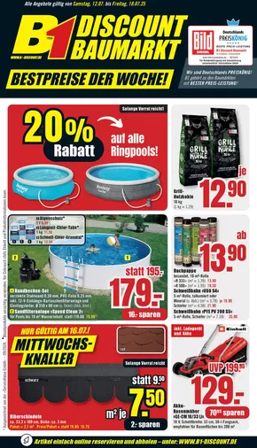 B1 Discount Baumarkt Katalog | B1 Discount Baumarkt flugblatt | 2025-07-12T00:00:00.000Z - 2025-07-18T00:00:00.000Z