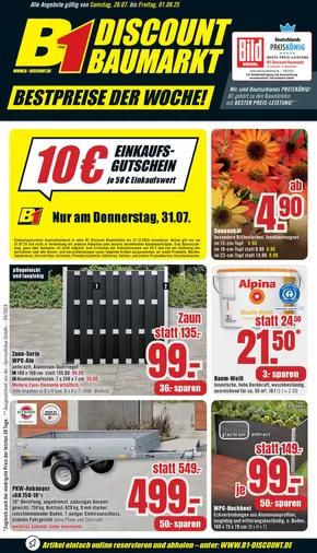 B1 Discount Baumarkt Katalog in Hannover | B1 Discount Baumarkt flugblatt | 2025-07-26T00:00:00.000Z - 2025-08-01T00:00:00.000Z